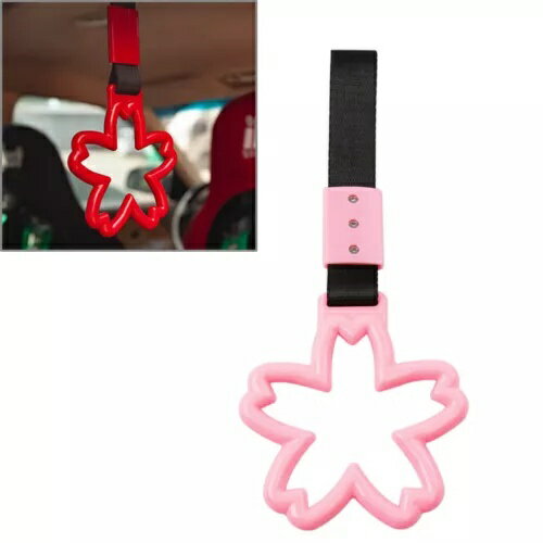 桜の形のピンクリング電車バスハンドルハンドストラップドリフトチャームツール Cherry Blossom Shaped..