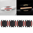 4x レッドカーボンファイバー車のドアハンドル反射ステッカー傷保護 4x Red Carbon Fiber Car Door Handle Reflective...