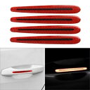 レッドカーボンファイバールック車のドアハンドル反射ステッカー傷保護 Red Carbon Fiber Look Car Door Handle Reflecti...