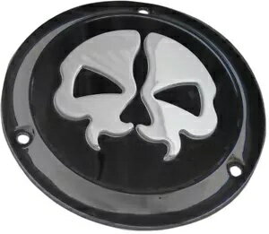 Drag Specialty ץå  ӡ С - ֥å - 3 ۡ - 1107-0549 Drag Specialties Split Skull Derby Cover - Black - 3-Hole - 1107-0549