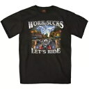 ホットレザーズ ブラック ワーク サックス Tシャツ (メンズ XL) GMS1062XL Hot Leathers Black Work Sucks T-Sh...