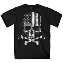 ホットレザーズ ブラックフラッグスカルTシャツ(メンズL/L) GMS1372L Hot Leathers Black Flag Skull T-Shirt (...