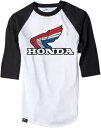 Factory Effex Honda ヴィンテージ ベースボール T シャツ MD ホワイト/ブラック Factory Effex Honda Vintage Baseball T-Shirt Md White/Black