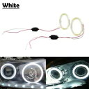 ホワイト 70 ミリメートル車 DRL フォグヘッドライト COB エンジェルアイズハローリング LED ライトユニバーサル White 70MM Car DRL Fog Headlights COB Angel Eyes Halo Ring LED Light Universal