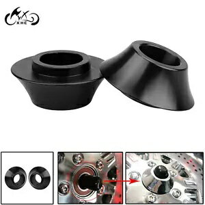 ブラック フロント テーパー アクスル ホイール スペーサー ハーレー エレクトラ ストリート グライド 2008-2022 用 Black Front Tapered Axle Wheel Spacers For Harley Electra Street Glide 2008-2022