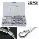 250 ダブルバレルフェルール圧着ループスリーブ、ワイヤーロープケーブルラインエンドキット用 250 Double Barrel Ferrule Crimping Loop Sleeve for Wire Rope Cable Line End Kit(2)