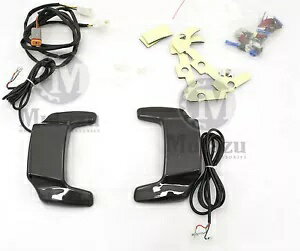 ブラックパールハードサドルバッグリッドLEDスポイラーキットハーレーツーリングサドルバッグに適合 Bl..