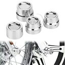 4 x フロントクロームアクスルキャップナットカバーハーレーソフテイルツーリングストリートグライドに適合 4 x Front Chrome Axle Cap Nut Cover Fit For Harley Softail Touring Street Glide