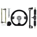 ATV ゴーカート用クアッドステアリングホイール + タイロッド + ラック + 調整可能なシャフトキットセット For ATV Go Kart Quad Steering Wheel + Tie Rod + Rack + Adjustable Shaft Kit Set