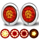 2X 4 インチ ラウンド レッド アンバー 16LED トラック トレーラー ブレーキ ストップ ターン シグナル テール ライト 2X 4inch Round Red Amber 16LED Truck Trailer Brake Stop Turn Signal Tail Lights(2)
