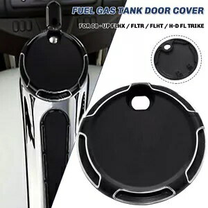 ブラックカットアルミ燃料ガスタンクドアカバーキャップハーレーエレクトラロードグライド用 Black Cut Aluminum Fuel Gas Tank Door Cover Cap For Harley Electra Road Glide