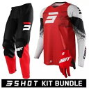 Shot Raw Burst 23 フル モトクロス キット モトクロス レース ジャージ パンツ グローブ レッド Shot Raw Burst 23 Ful...