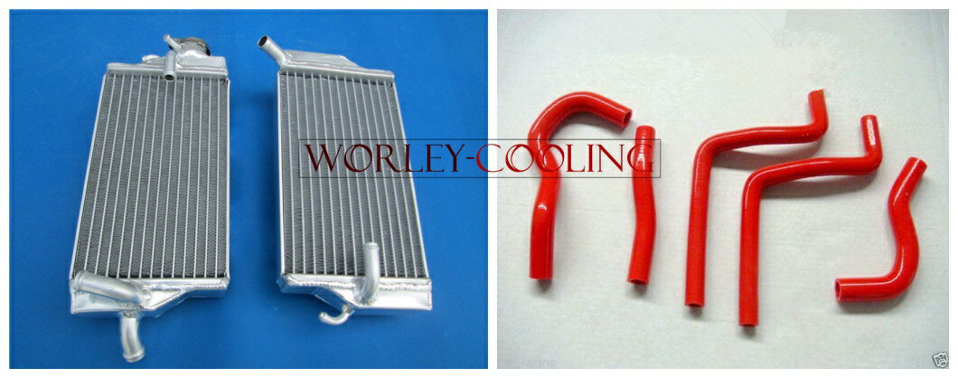 NJ-アルミニウム ラジエーターとホース ホンダ CR125R CR125 2 ストローク 2004 04 レッド 新品 NJ-ALUMINUM RADIATOR AND HOSE FOR HONDA CR125R CR125 2-STROKE 2004 04 RED new