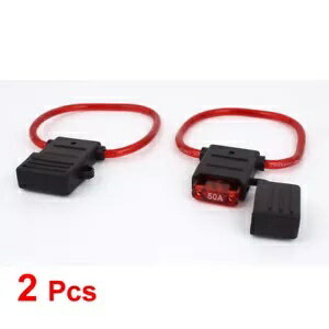2  50A ɿ奤饤緿֥졼ɥץҥ塼ۥ 2 Pcs 50A Water Resistant In Line Large Size Blade Type Fuse Holder for Car