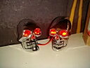 スカル オートバイ マーカー ライト ハーレー レッド LED ダイキャスト クローム V ツイン 33-0626 D7 Skull Motorcycle Marker Lights Harley Red LEDs Die-Cast Chrome V-Twin 33-0626 D7