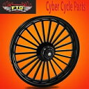 2000-UP ハーレーダビッドソン ツーリング 23 インチ カスタム フロント ホイール ブラックアウト "MYSTIC" 2000-UP Harley Davidson Touring 23" inch Custom Front Wheel Blackout "MYSTIC"