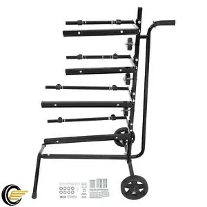 自動車ボディペイントマスキング抄紙機粉体塗装モバイルカートツリースタンド4ロール Auto Body Paint Masking Paper Machine Powder Coated Mobile Cart Tree Stand 4Roll