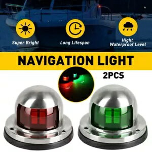 マリンボートヨットポンツーン 12V ステンレス鋼 LED 船首ナビゲーションライトレッド + グリーン Mari..