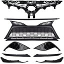 フロントグリル ブラック トリム フォグライト ベゼル セット 9 個 フィット 2021-2023 トヨタ カムリ SE Front Grille Black...