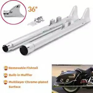 クローム 36 インチ フィッシュテール エキゾースト パイプ スリップオン ハーレー ツーリング 2017-UP ロード グライド用 Chrome 36