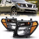ペアヘッドライト アンバーリフレクター ブラック 2005-2008 日産フロンティア パスファインダー用 Pair Headlights Amber Reflector Black For 2005-2008 Nissan Frontier Pathfinder