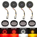 ブラックアウト 1157 弾丸 LED ターンシグナルウインカーライトインサートスモークレンズハーレー用 Black Out 1157 Bullet LED Turn Signal Blinker Light Insert Smoke Lens For Harley
