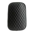ユニバーサルブラックチェック柄車アームレストパッドカバーセンターコンソールレザークッションマット Universal Black Plaid Car Armre...