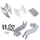 クロームフロントリアフロアボードフットボードハーレーロードキングストリートグライドに適合 Chrome Front Rear Floorboards Footboards Fit For Harley Road King Street Glide(2)