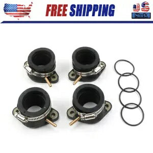 4 インテークマニホールドブーツヤマハ FJ1100 FJ1200 キャブホルダー O リングクランプ付き 4 Intake ..