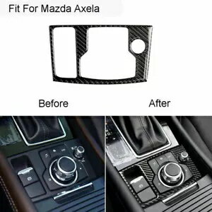 カーボンファイバーセンターギアシフトパネルマルチメディアトリムマツダ 3 アクセラ 17-18 Carbon Fib..