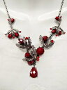 ファッションシックなブラックシルバーレッドアリリックビーズレッドラインストーンチェーンチャンキーネックレス Fashion Chic Black Silver Red Arylic Bead Red Rhinestone Chain Chunky Necklace