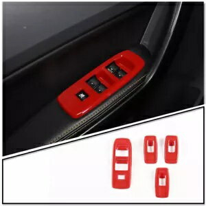 4ピース ABS レッドウィンドウリフトスイッチボタンパネルトリム フォードレンジャーエベレスト 2015-22用 4pc ABS Red Window Lift Switch Button Panel Trim For Ford Ranger Everest 2015-22