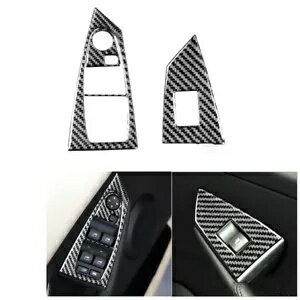 3Pc カーボンファイバーインテリアウィンドウリフトスイッチカバートリム BMW 6 シリーズ E63 E64 3Pc ..