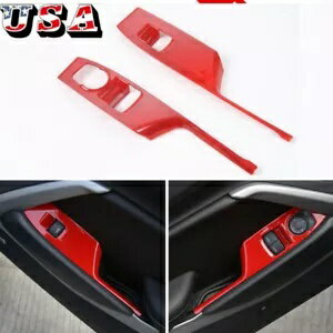 赤い車の窓スイッチコントロールパネルカバートリムフレームシボレーカマロ 2017+ Red Car Windows Swi..