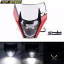 ブラック LED ヘッドライトヘッドランプフェアリングライトマスク付き EXCF EXC-F XC-W 300 350 Black LED Headlight Headlamp Fairing W/ Light Mask For EXCF EXC-F XC-W 300 350