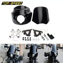 オートバイのヘッドライトフェアリングマスクブラックフロントガラス 15 ハーレークラブスタイルダイナ Motorcycle Headlight Fairing Mask Black Windshield 15 For Harley Club Style Dyna