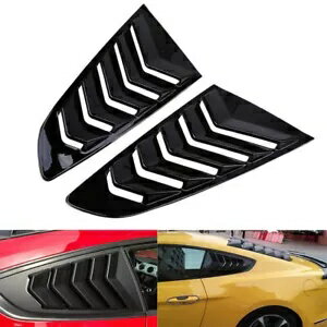 フォード マスタング グロッシー ブラック サイド ベント ウィンドウ 1/4 クォーター スクープ ルーバー 15-22 に適合。 Fits Ford Mustang Glossy Black Side Vent Window 1/4 Quarter Scoop Louver 15-22