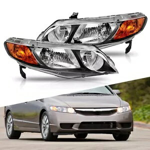 新しい交換用クローム ヘッドライト ペア フィット 2006-2011 ホンダ シビック 4 ドア セダン US New Replacement Chrome Headlights Pair Fit 2006-2011 Honda Civic 4 Door Sedan US