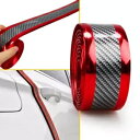 レッドカーボンカープレートファイバードアバンパースカッフカバー敷居アンチスクラッチステッカー 2 メートル Red Carbon Car Plate Fiber...