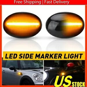 2X スモーク LED サイドマーカーフェンダーランプ ミニクーパー R55 R56 R57 R58 R59 06-13用 2X Smoked LED Side Marker Fender Lamp For Mini Cooper R55 R56 R57 R58 R59 06-13
