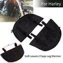 ハーレーファットボーイヘリテージソフテイルFLST用ブラックソフトロウアーチャップスレッグウォーマーバッグ Black Soft Lowers Chaps Leg Warmer Bag For Harley Fatboy Heritage Softail FLST
