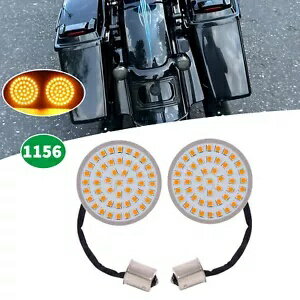 LED 1156 アンバー ウインカー インサート ハーレー ダイナ アイアン 883 エレクトラ ロード グライド用 LED 1156 Amber Turn Signals Inserts For Harley Dyna Iron 883 Electra Road Glide