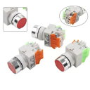 3 個 AC 660V 10A 4Pin モメンタリ押しボタン スイッチ 赤- 3PCS AC 660V 10A 4Pin Momentary Push Button Switch Red-(2)