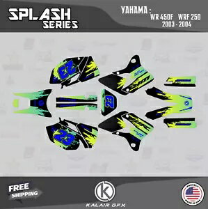 ヤマハ WR250F および WR450F 2003 2004 年用グラフィックスキット スプラッシュ - ライム Graphics Kit for YAMAHA WR250F and WR450F years 2003 2004 Splash - Lime