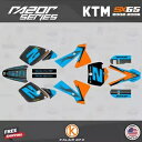KTM 65SX SX65 (2002-2008) SX-65 Razor-Orange-Cyan 用グラフィックスキット Graphics Kit for KTM 65SX SX65 (2002-2008) SX-65 Razor-Orange-Cyan(2)