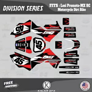 Losi PRO MOTO MX (ALL YEARS) Division シリーズ用グラフィックスキット - レッド Graphics Kit for Losi PRO MOTO MX (ALL YEARS) Division Series - Red