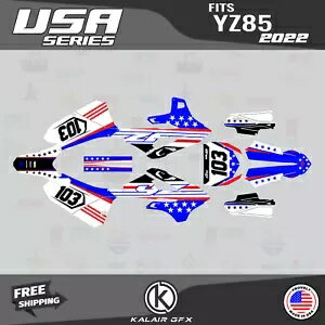 Yamaha YZ85 (2022-2023) YZ 85 USA シリーズ用グラフィックスキット - ブルー Graphics Kit for Yamaha YZ85 (2022-2023) YZ 85 USA Series - Blue