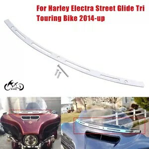ハーレー ツーリング エレクトラ ストリート トライ グライド 14 アップ用クローム スロット フロントガラス トリム Chrome Slotted Windshield Trim For Harley Touring Electra Street Tri Glide 14-up