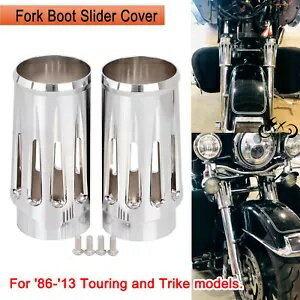 クローム フォーク ブーツ スライダー カバー カウベル ハーレー ツーリング 86-2013 エレクトラグライド用 Chrome Fork Boot Slider Cover Cow Bells For Harley Touring 86-2013 Electra Glide