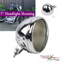 クローム 7インチ ヘッドライトバルブハウジングバケット ハーレーチョッパーボバーカフェレーサー用 Chrome 7" Headlight Bulb Housing Bucket For Harley Chopper Bobber Cafe Racer
